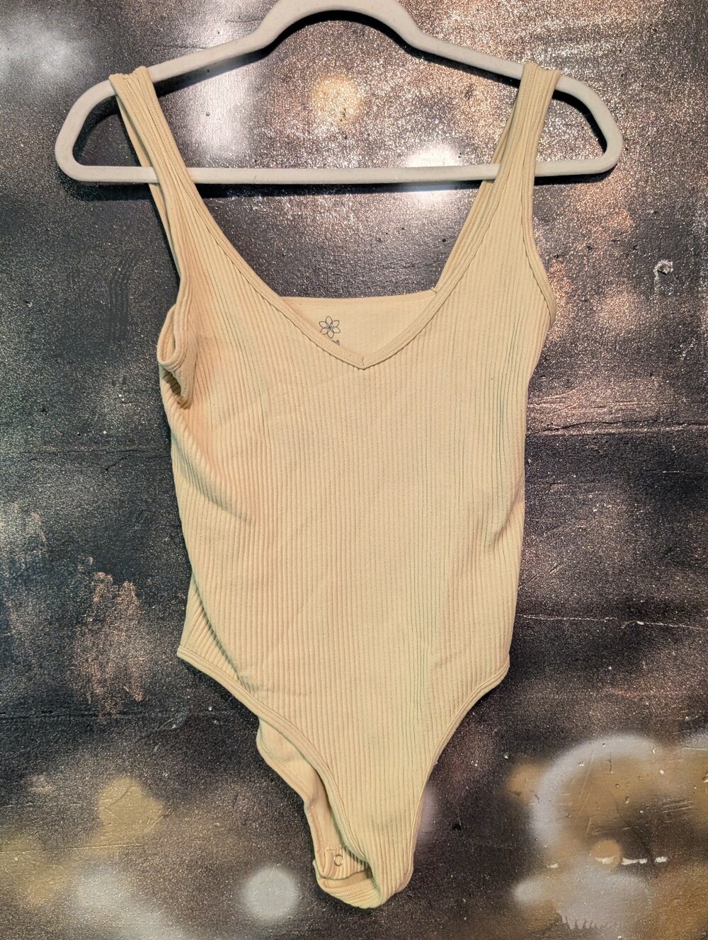 Aura Cream Ribbed Tank One-Piece Bodysuit